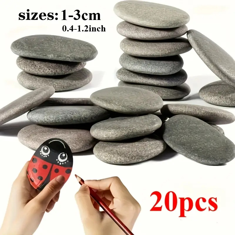 Aquarium Fish Types - 20Pcs Natural River Rocks Smooth Flat